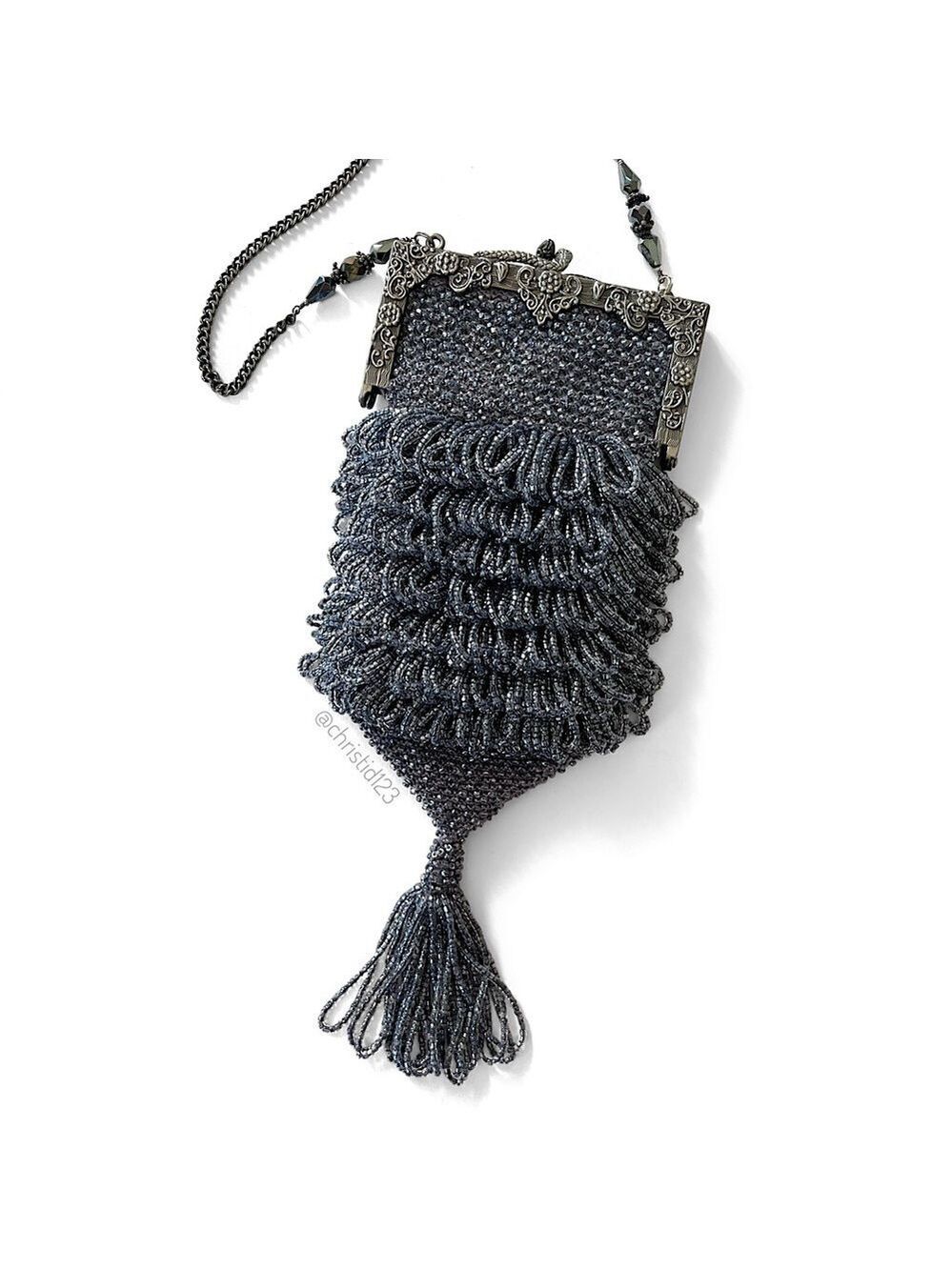 Vintage Beaded Snake Clasp Evening Bag